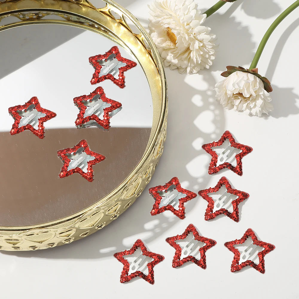 AWAYTR 5 Pcs Hollowed Star Hair Clips Star Snap Hairpins Sweet Headpiece Hair Barrettes Hair Accessories for Girls Dropship
