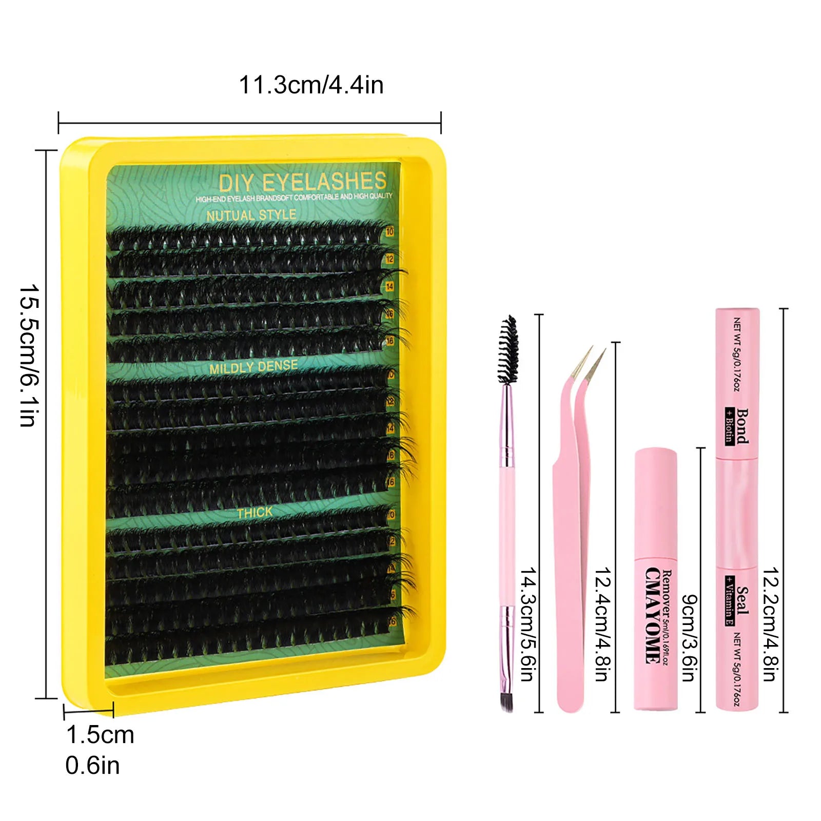 Lash Clusters Kit Natural, 10-16MM Spiky Volume Cluster Eyelash Extensions, Lash Extension Kit Fairy Individual Lashes Cluster 3
