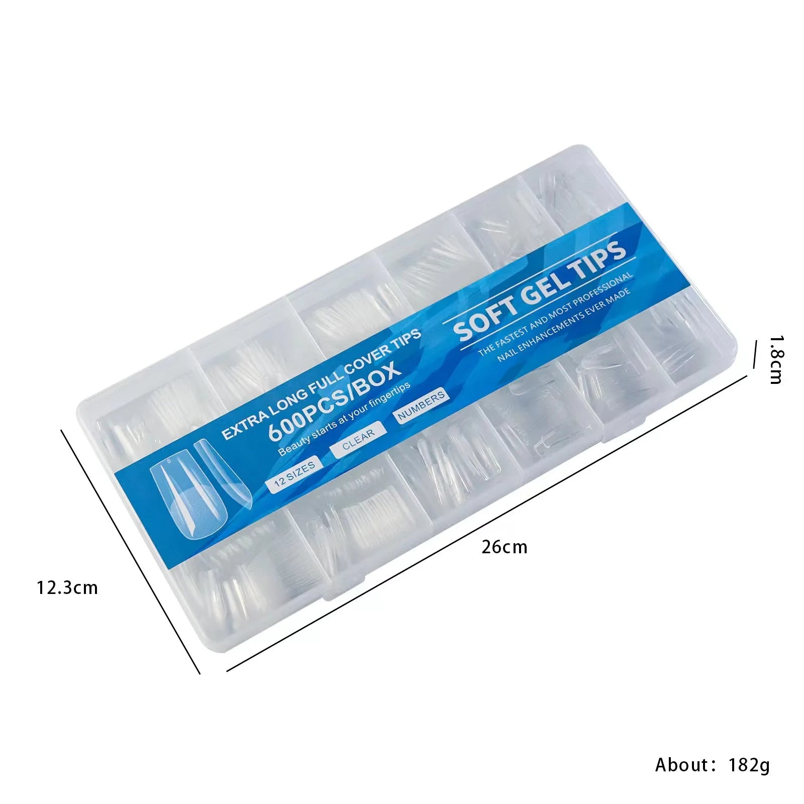 600pcs Soft Gel Nail Tips, Half Matte Clear Acrylic Nail Tips Pre-shaped False Nail Tips For Nail Extension Manicure Tools