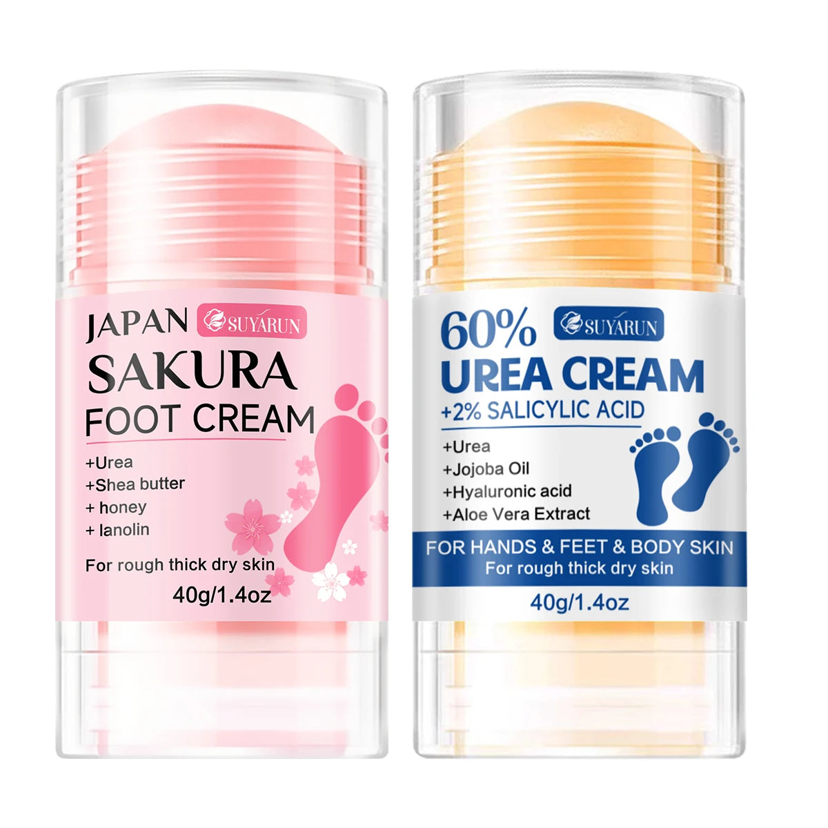 SUYARUN 60% Urea Foot Cream Stick - Moisturizing & Exfoliating, Cracked Heel Repair, Deep Hydration for Dry Feet, Long protect.