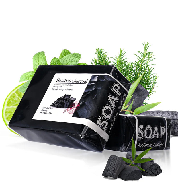 100g Bamboo Charcoal Soap Natural Organic Activated Charcoal Private Label Handmade Blackhead Removal Whitening Black Soap