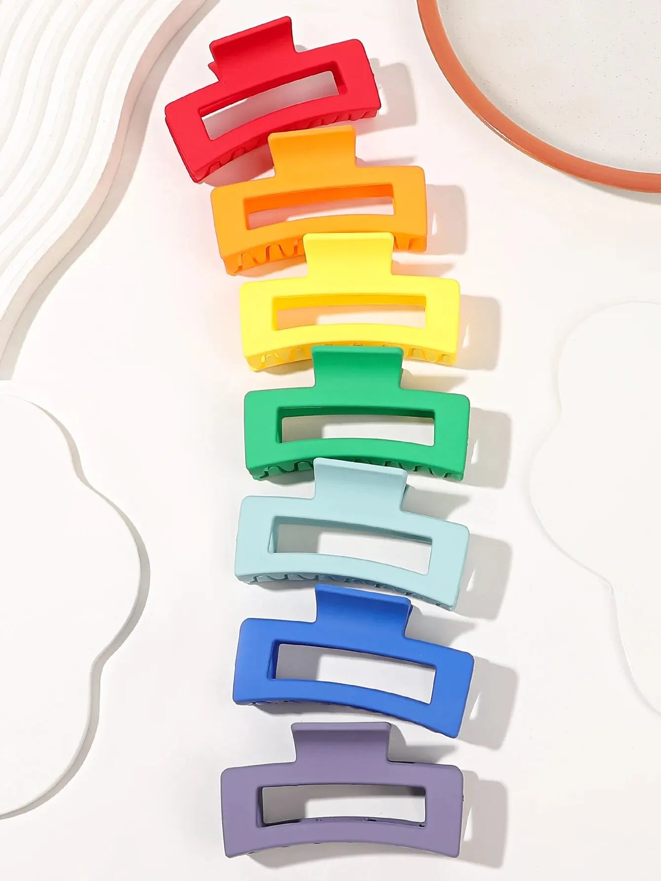 7 Pcs Big Hair Claw Clips 3.4" Non-slip Big Square Matte for Women Girls, Strong Hold Banana Clips for Thick Thin Hair - BlissFully