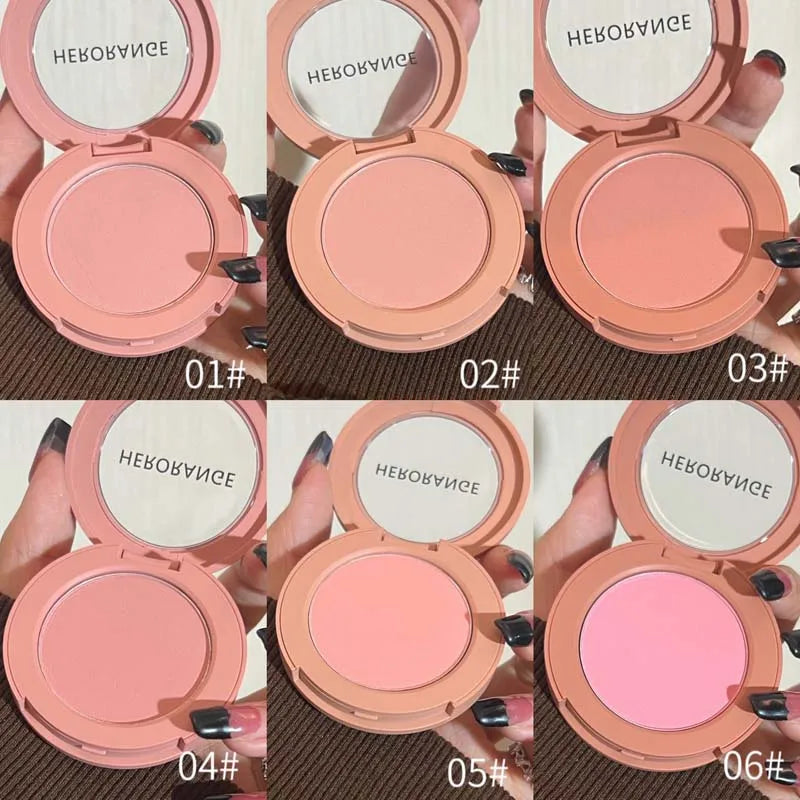 HERORANGE Monokrom Serbuk Blush Waterproof, Long-lasting, Peach-orange Soft Matte Natural Blush Rouge