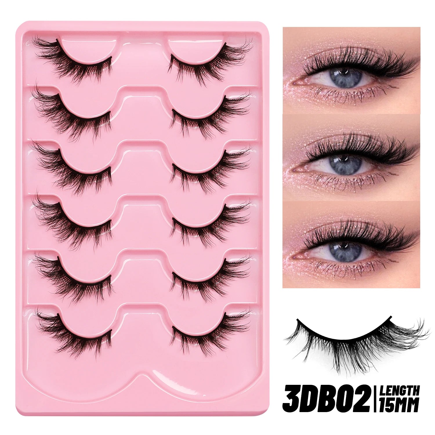 GROINNEYA Fluffy Eyelashes 3D Mink False Lashes Fluffy Soft Cross Manga Lashes Wispy Volume Mink Lashes Dramatic Makeup