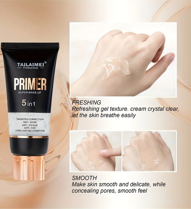 Waterproof Base Transparent Gel Makeup Primer - Full Coverage Matte Foundation With Color Retention, Natural Avocado And Rose Ex