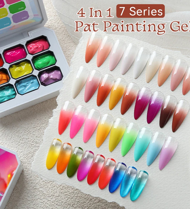UR SUGAR 9 Colors Gradient Painting Gel Nail Art Gradient Color DIY Design Gel 4 In 1 Used For Gradient Nail Stamping Pattern