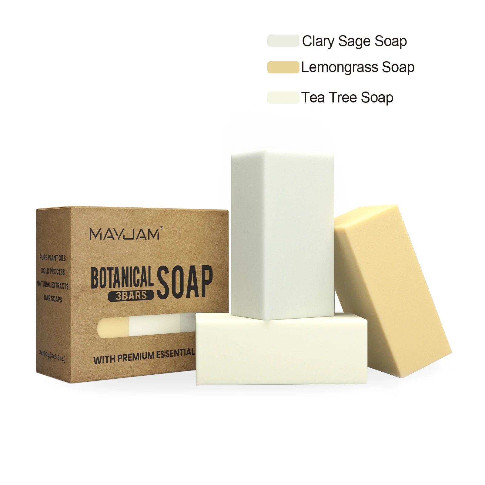 Handmade Soap Gift Set 3 Pack of Essential Oil Soap Chamomile Tea tree Lemongrass Frankincense Clary Sage Scented Soap Cleaning