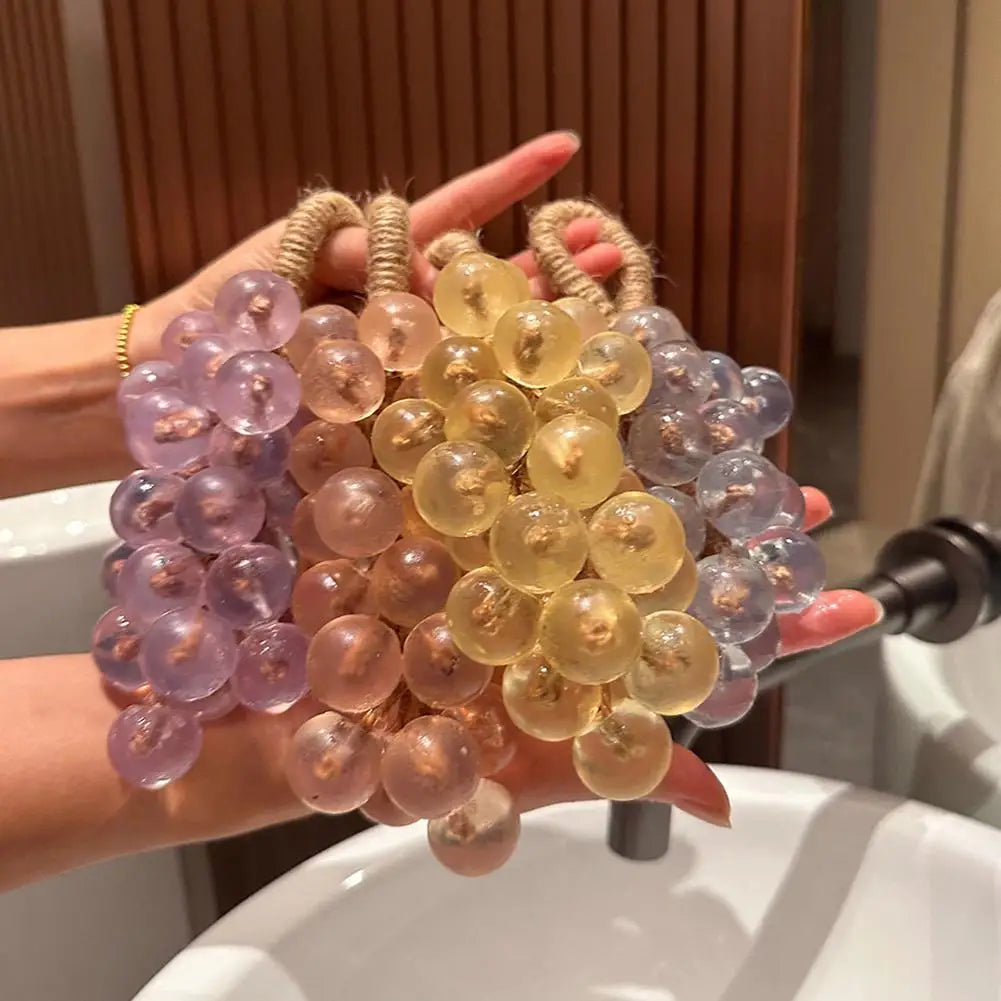 Grape Soap on a Rope with Box Christmas Gift, Handmade Grape Cluster Shape Soap Bar, Aromatic Bath Hand Wash Gift Home Decor