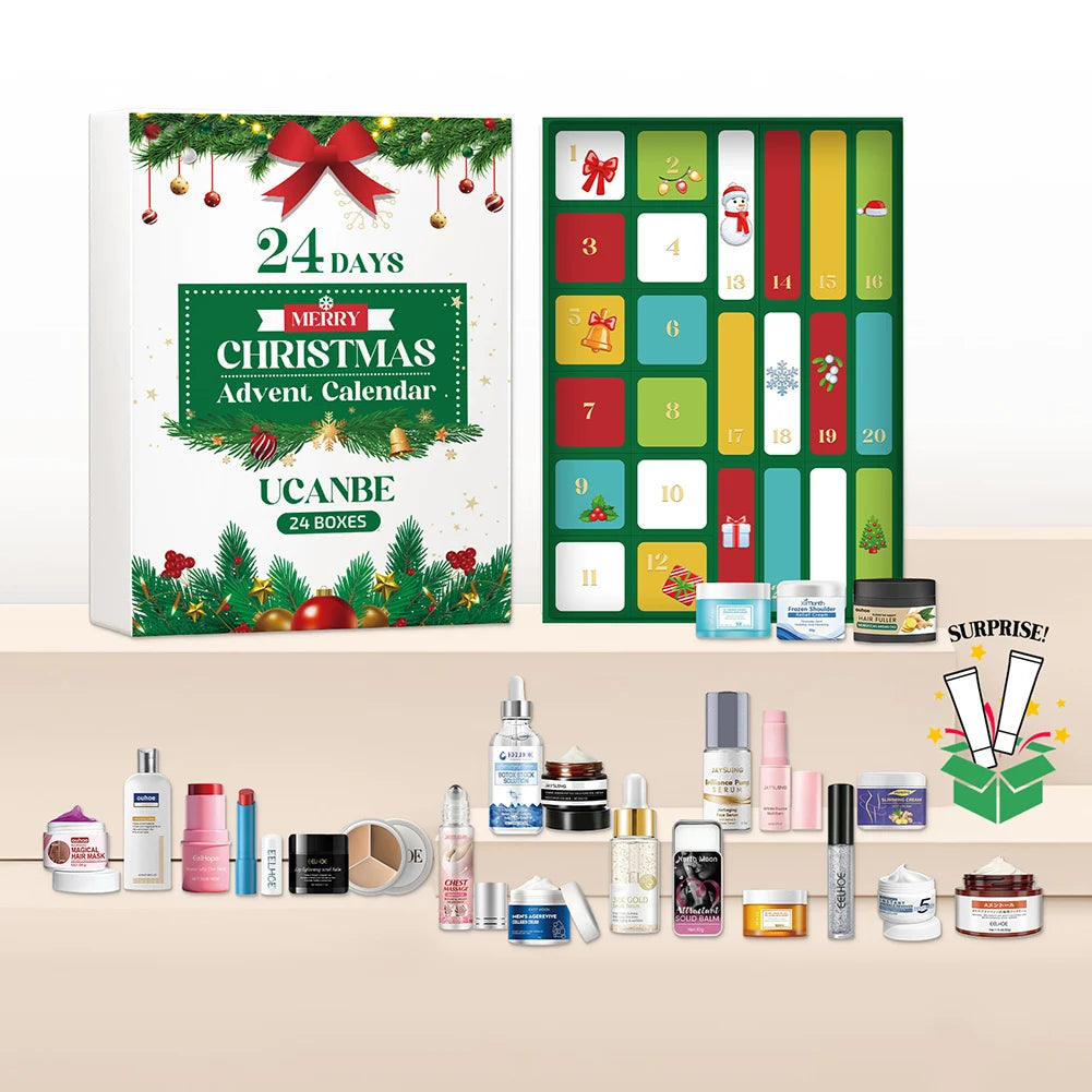 Christmas Beauty Advents Calendar Skincare Set 24 Days Luxurious Makeup Present Surprises For Holiday Birthday Present