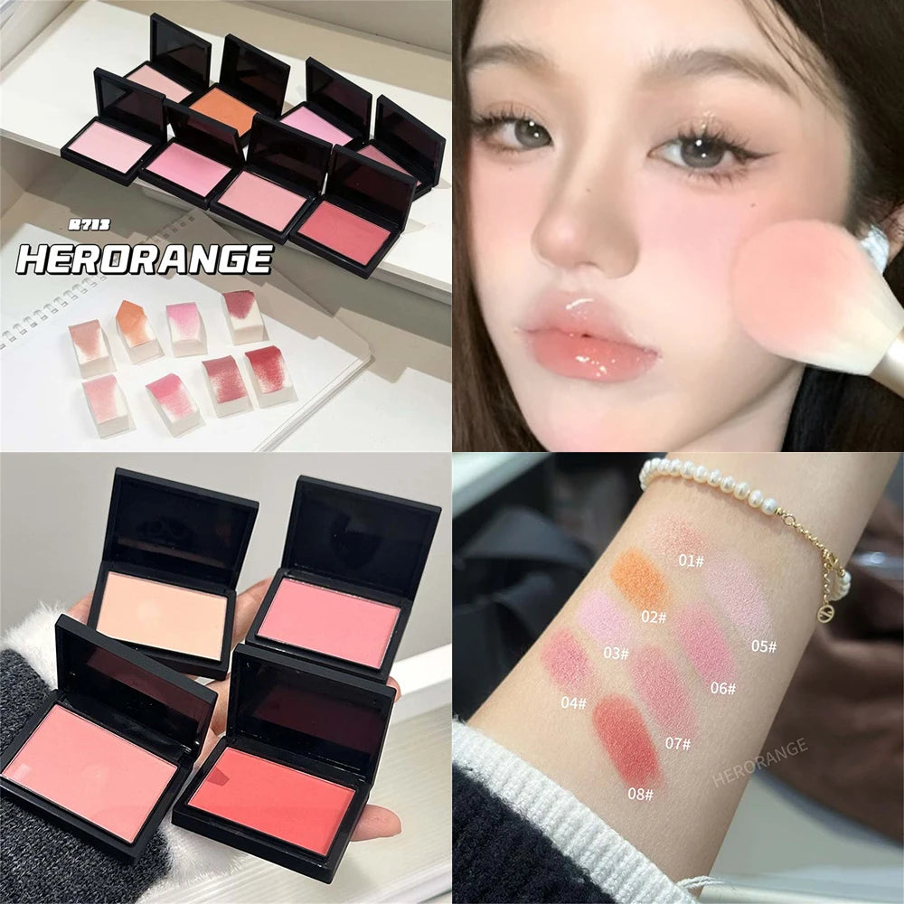 Monochrome Matte Blusher Palette Soft Silky Cheek Natural Facial Rouge Plate Lasting Nude Low Saturation Powder Blusher Disk