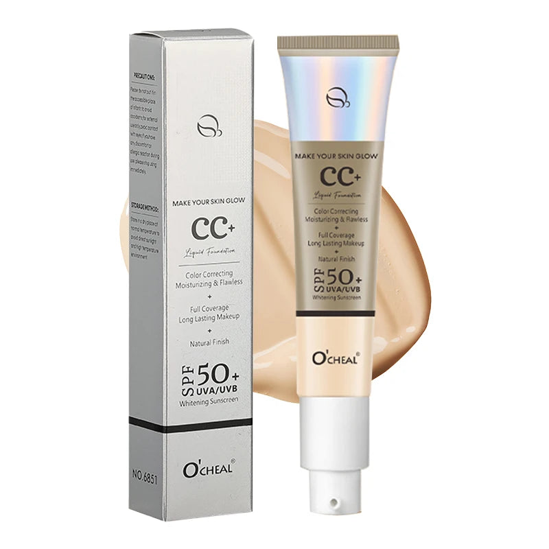 Ocheal 30g CC Cream Foundation Waterproff Concealer Moisturizing Sunscreen Liquid SPF 50+ Long Lasting Brightening Makeup Primer - BlissFully