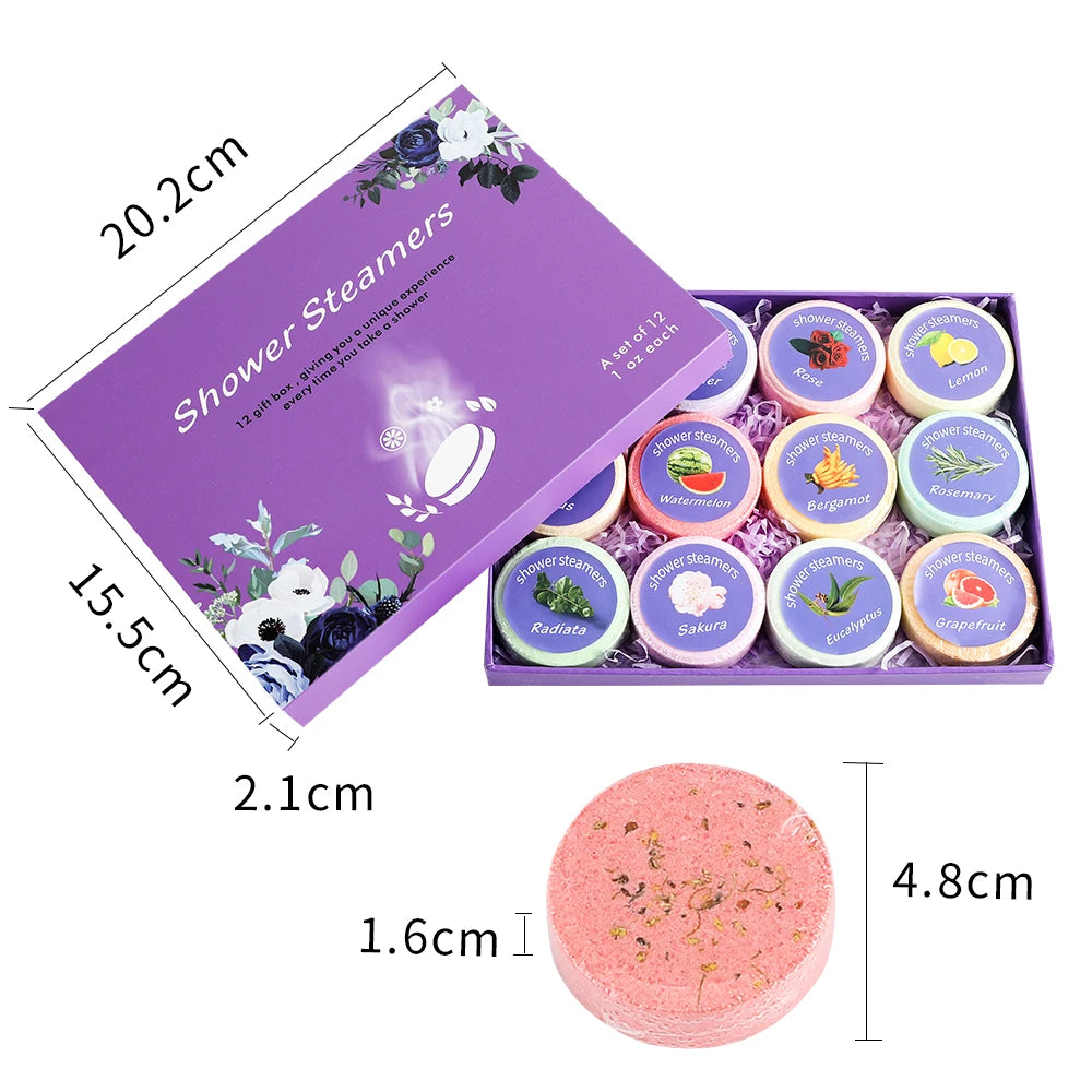 Shower Steamers Aromatherapy - Birthday Gifts for Women, 12 Pack Shower Bombs with Essential Oils. Gifts for Her, Self Care Spa