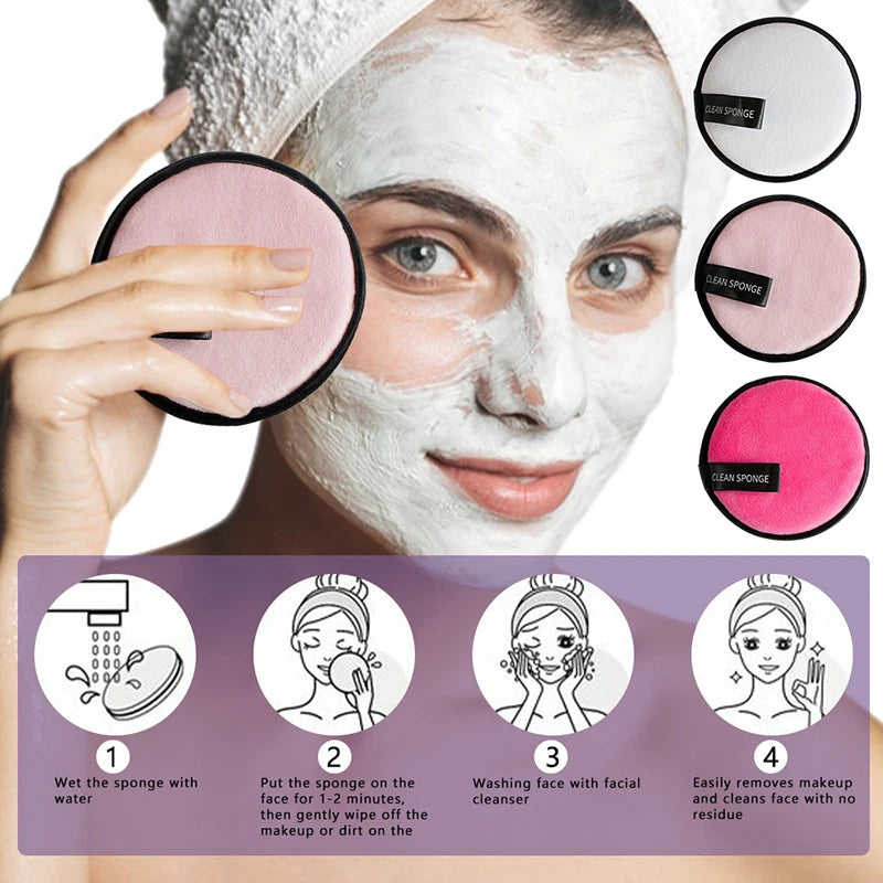 1Pcs Makeup Remover Wipes Reusable Discs Cotton Pads Microfiber Make Up Face Towel Cloth Washable Sponge Skin Care Cleaning Puff
