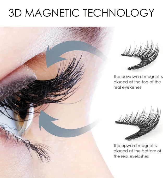 8pcs Magnetic Eyelash Kit Natural False Lashes Waterproof Eyelashes Extension Kit Reusable Wispy False Eyelashes Makeup Tools