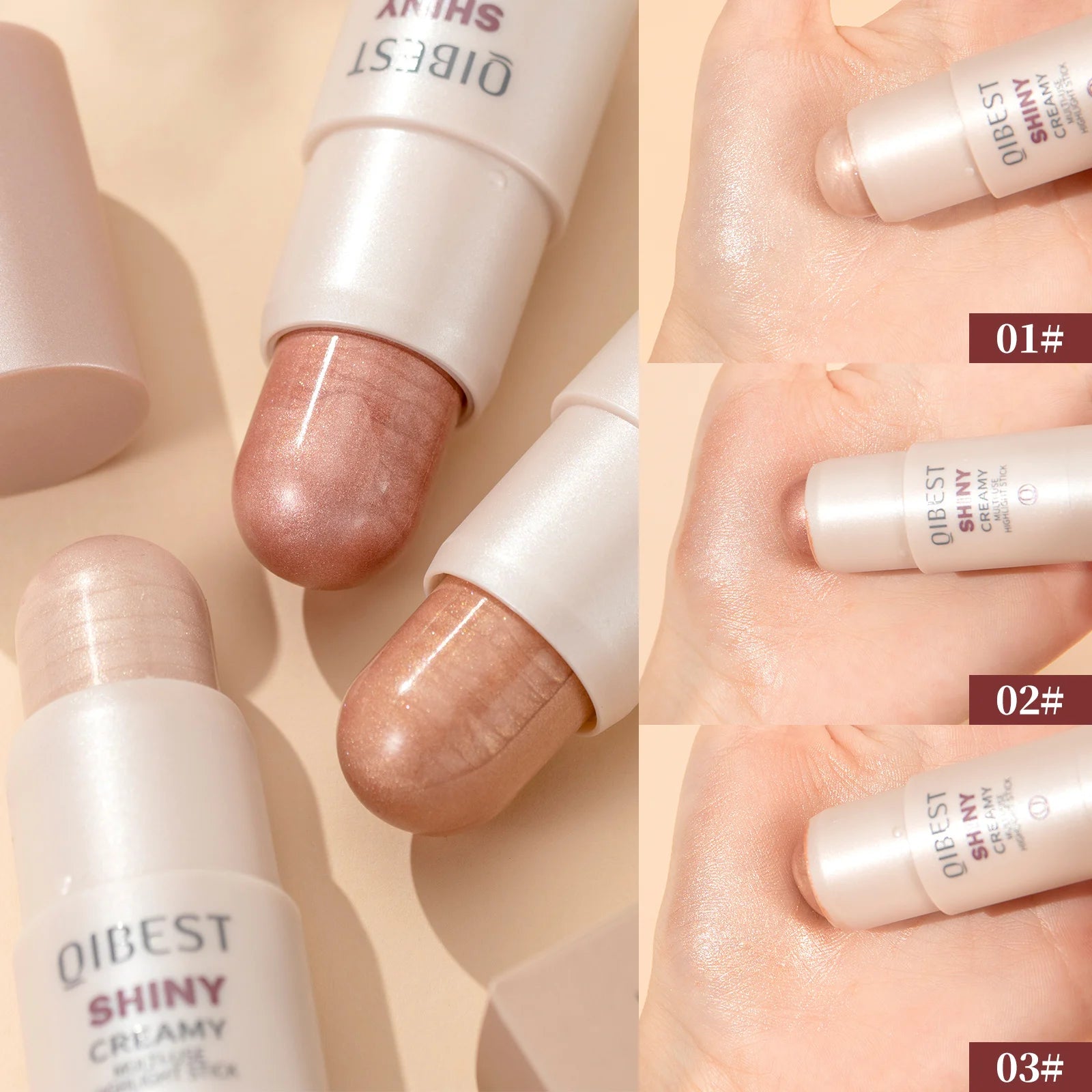 Highlight stick Clear and smart,water-sensitive face brightening and grooming,pearlescent fine flash three-dimensional highlight