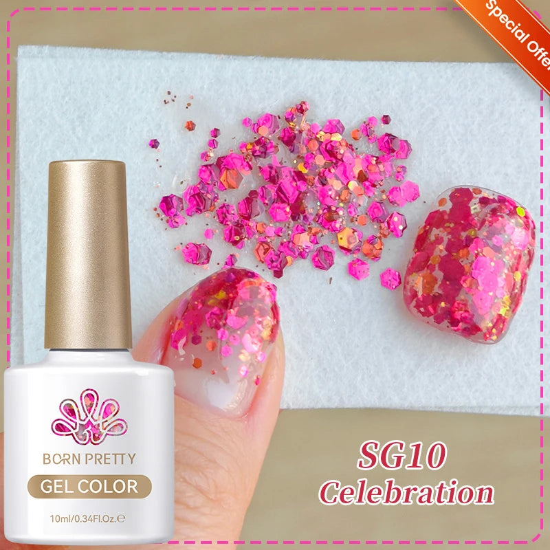 BORN PRETTY 10ml Cat Magnetic Gel Sparkling Ultra Gold Glitter Soak Off UV LED Gel Nail Art Varnish Manicure Valentine's Day