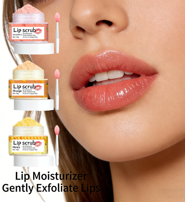 Strawberry Lip Scrub Gentle Repair Chapped Lips Deep Moisturizing Nourishing Improve Dryness Honey Orange Lip Care Exfoliator