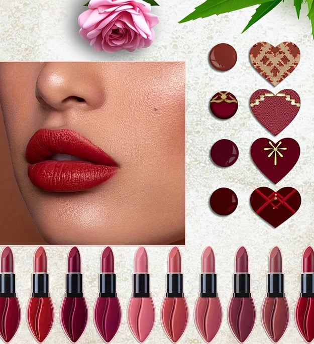 1pcs Matte Lip Gloss Lipstick, High Pigment Waterproof Velvet Long Lasting, Deep Red, Nude, Y2K Christmas Valentine's Day Gifts