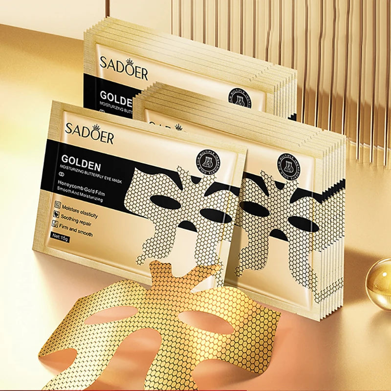 10pcs SADOER Peptide Golden Collagen Eye Mask Moisturizing Firming Smooth Anti Dark Circle Eye Pathes Eyes Masks Skin Care