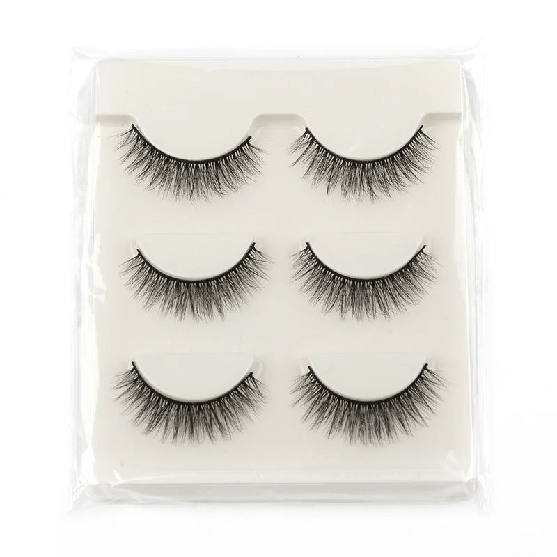 3/10 pairs Natural Lashes Mink Fluffy False Eyelashes Make up Tools Wispy Half Eyelashes 3D Cat Eye Eyelash Extensions Faux Cils