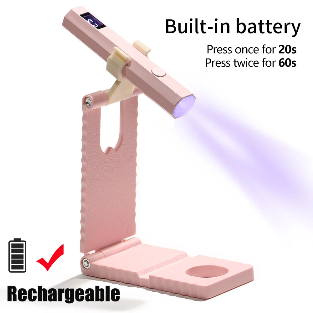 LULAA Cordless Nail Lamp with Stand Handheld UV Light with LCD Display for Gel Nails Rechargeable USB Nail Dryer for Fast Curing