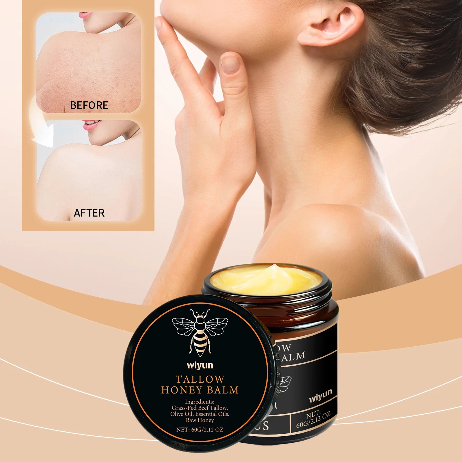 Tallow Honey Cream Glow Hydrating Skin Improve Elasticity Soft Bleaching Improve Dullness Firming Face Body Moisturizer Lotion - BlissFully