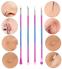 4PCS Acne Blackhead Comedone Black Spot Pimple Blemish Remover Skin Care Women Beauty Acne Treatment Pore Cleanser Needle Hook - BlissFully