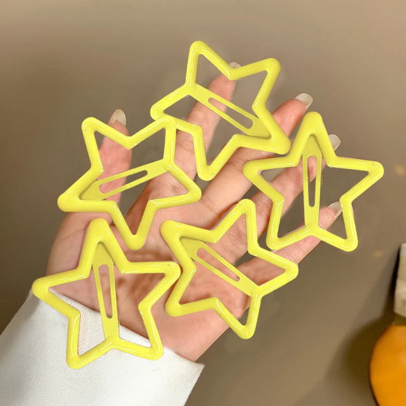 AWAYTR 5 Pcs Hollowed Star Hair Clips Star Snap Hairpins Sweet Headpiece Hair Barrettes Hair Accessories for Girls Dropship