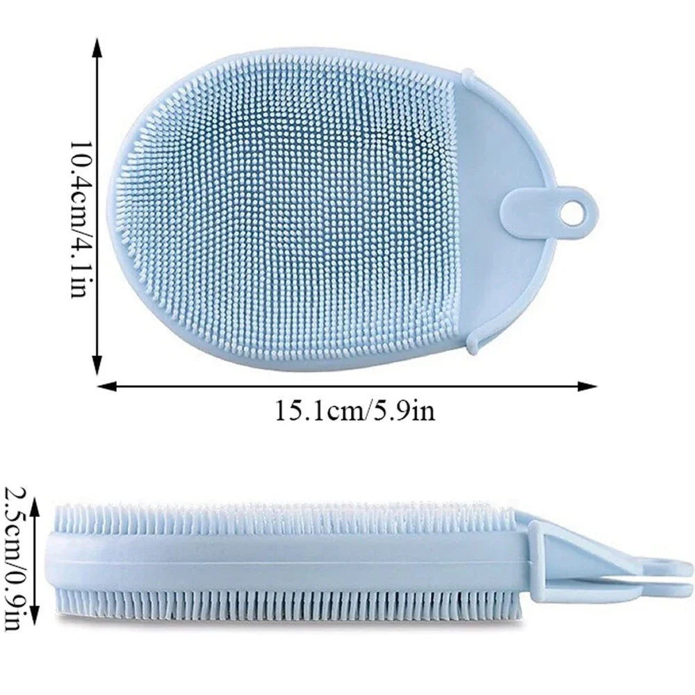 Baby Showers Hook Soft Exfoliating 1pcs Silicone Massage Bath Brush with Bath Gloves Cleaning Brush Remover Scrub Showers Bubble