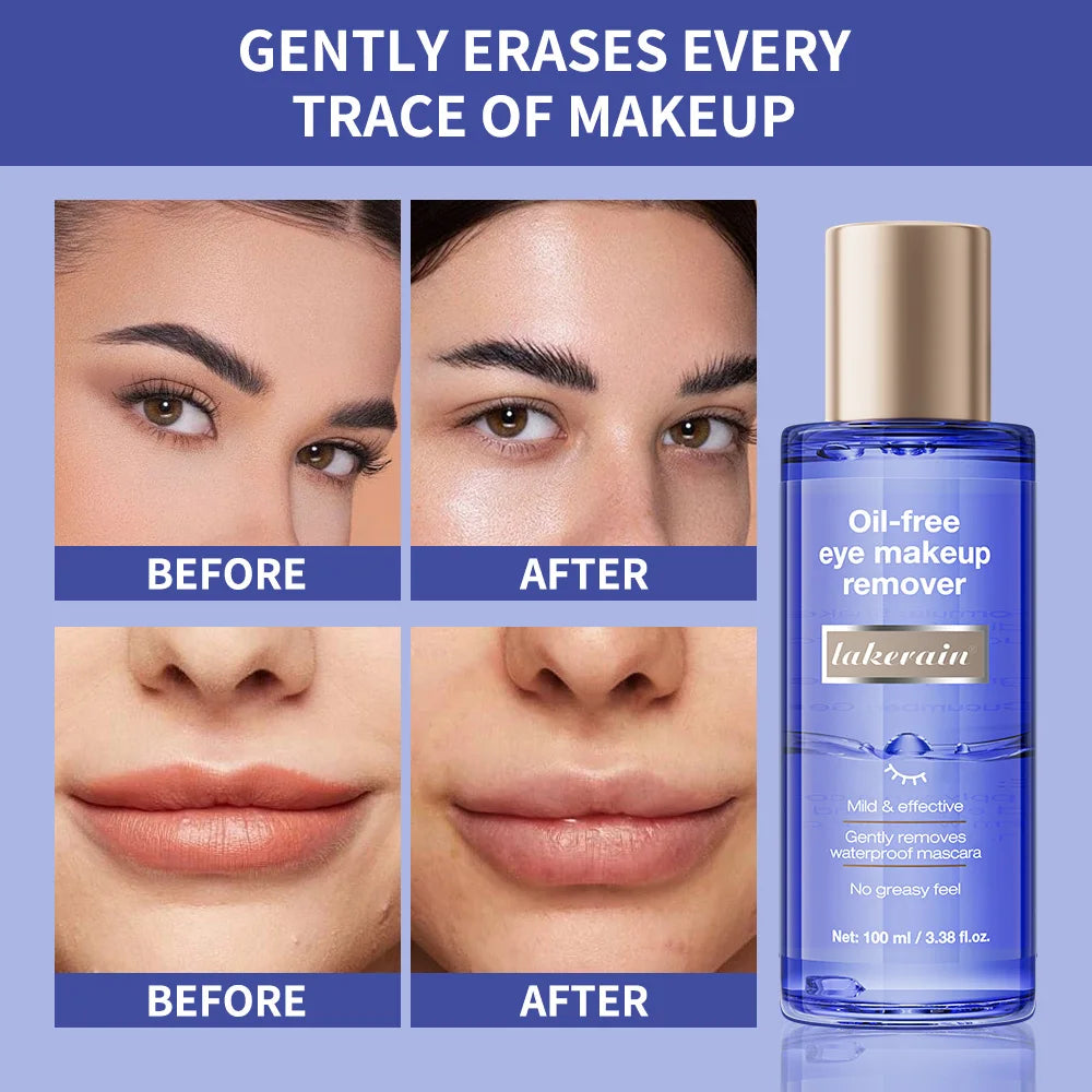 Lakerain 100ml Gentle Makeup Remover Gently Effectively Cleans Removes Waterproof Mascara Pigmented Eyeshadow Brow Pomade