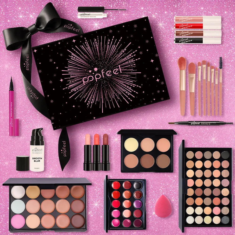 POPFEEL Christmas Makeup Set Gift Box - Includes Eyeshadow, Concealer, Powder - Perfect Cosmetics Set Gift for Special Occasions