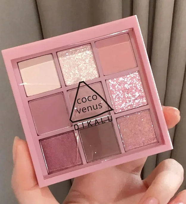 New Nine-color Eyeshadow Palette Rose Pink Color Pearly Matte Glitter Eyeshadow Pallete Shiny Eye Shadow Eye Pigments