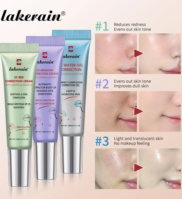 3Colors CC Cream Liquid-Based Full Coverage Cream Waterproof Long-Lasting Correct Redness Foundation erborian Korean Cosmetics