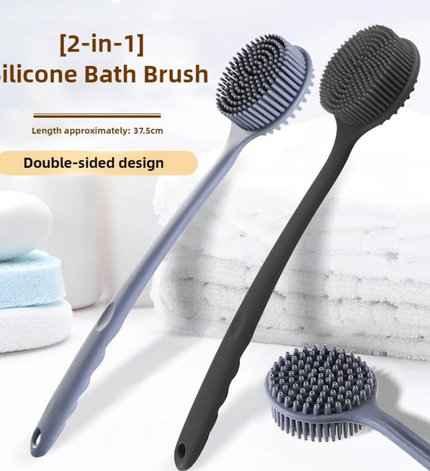 Soft Bath Brush Exfoliating Shower Sponge Body Scrubbing Brush Long Handle Back Exfoliating Scrub Skin Massager Bathroom Brush