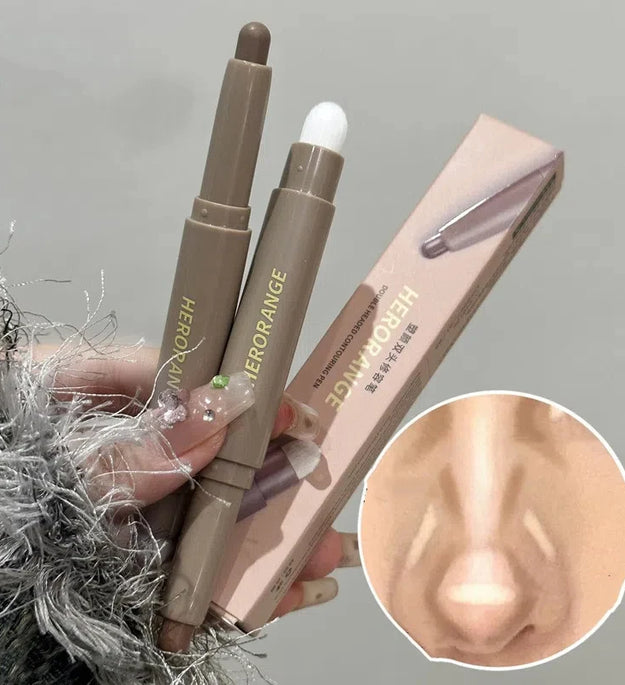 Nose Shadow Bronzer Contouring Makeup Pen Natural Grey Brown Three-dimensional Face Matte Shadow Cream Contour With Brush Makeup