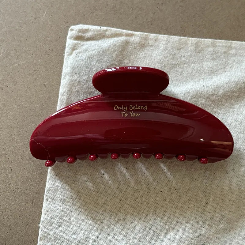 French Red Collection! Large Grip Letters Gold Label Back Head Updo Shark Clip Hair Accessories Headwear Hairpin Hair Claw