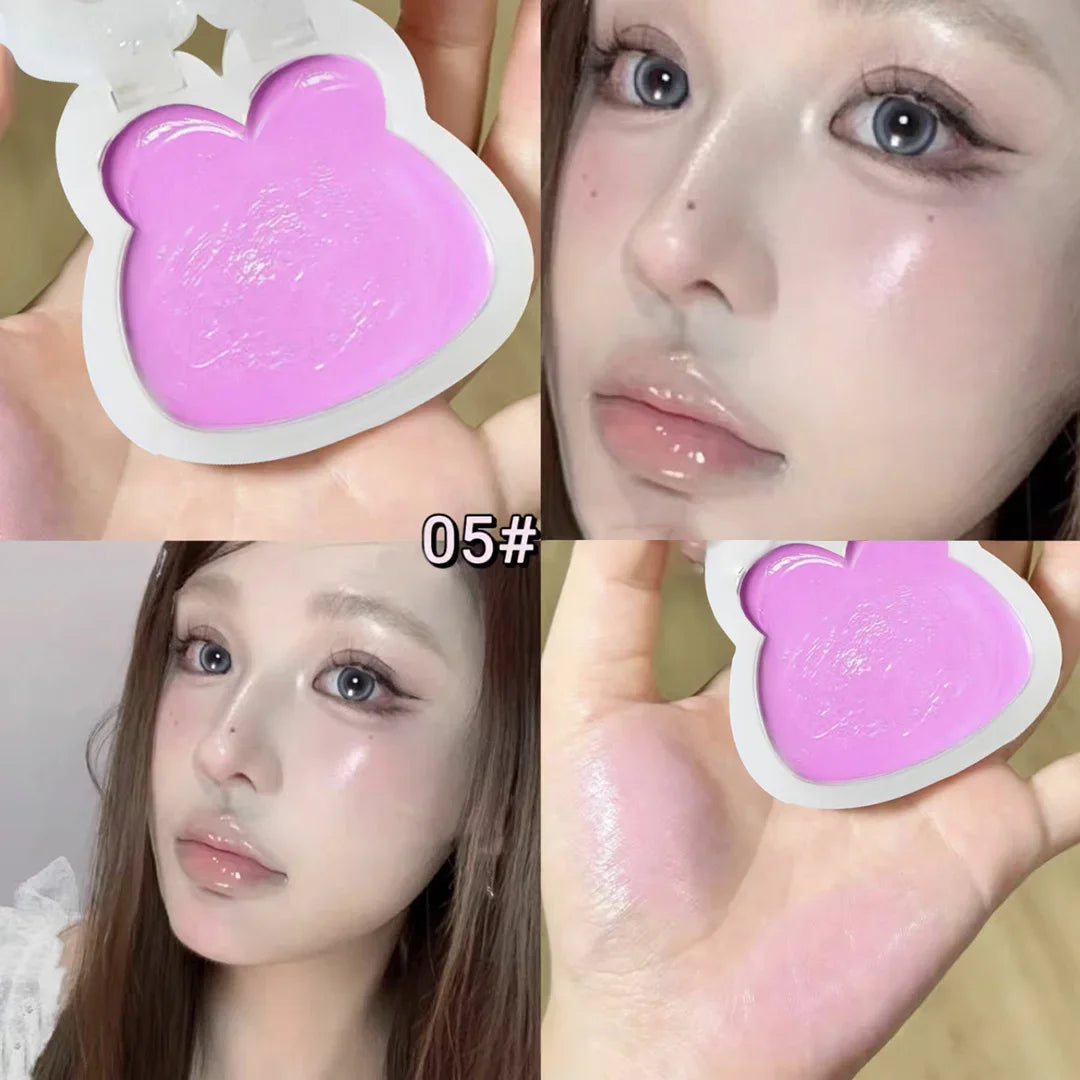 Wet and Bright Highlighter Plate Natural Water Light Clear Contour Shading Brightening Face Cute Rabbit Blusher Cream Make Up