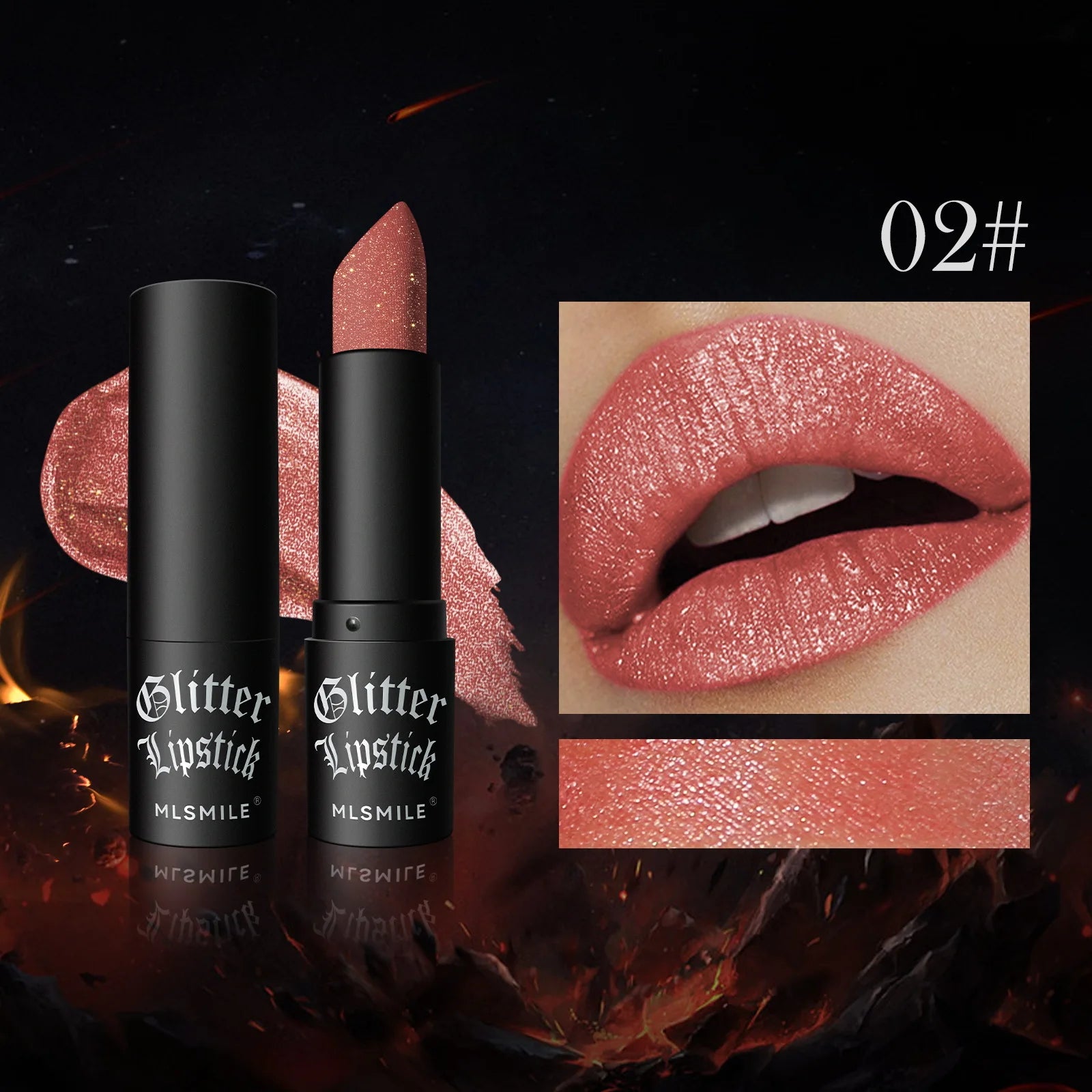 MLSMILE Multi-Color Non-stick Cup Matte Lipstick Flash Lasting Easy Color Diamond Lipstick Dark Halloween Look