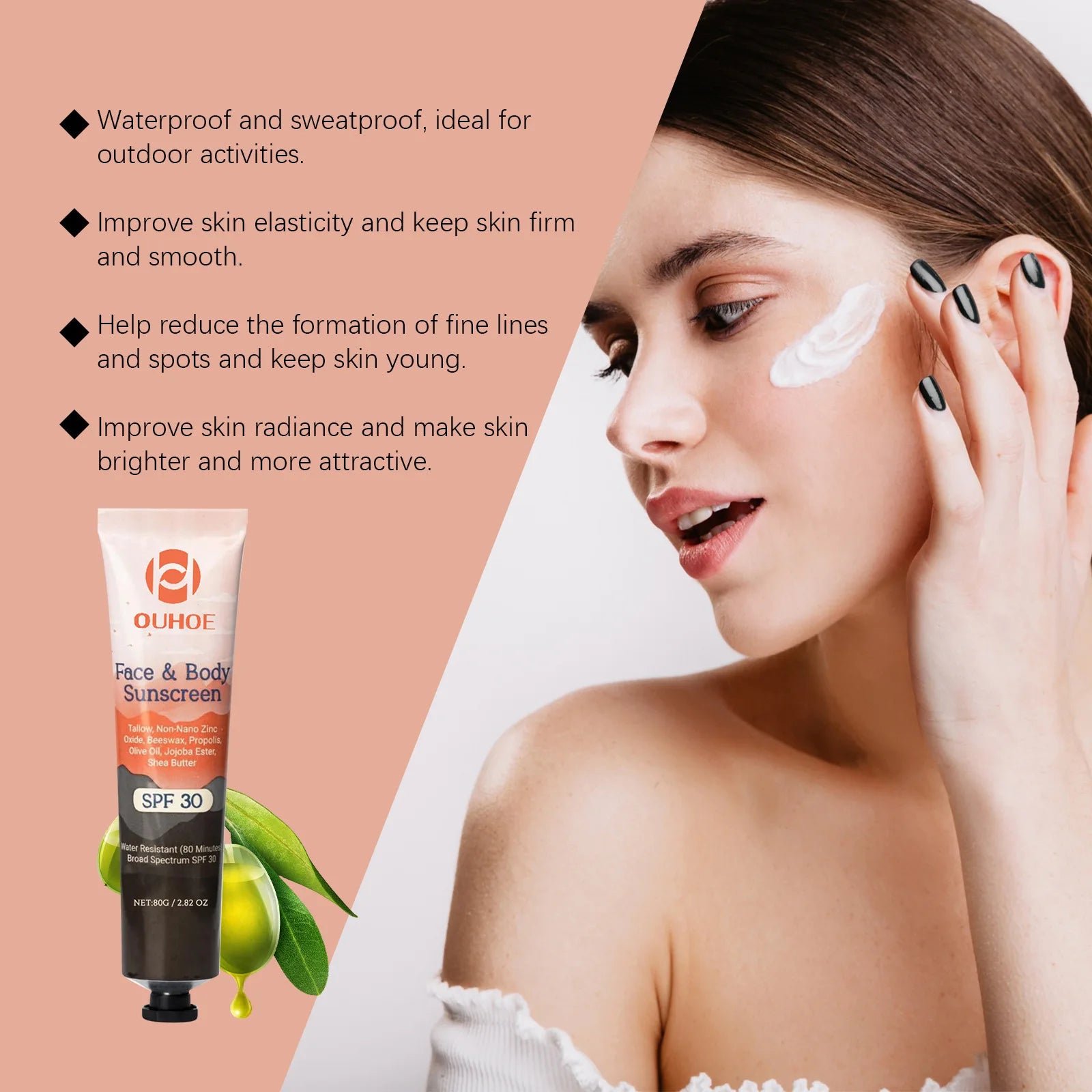 Facial Body Sunscreen SPF 30+ Anti Sun Protection Effectively Lightweight Moisturizer Waterproof Refreshing Oil Control Sunblock