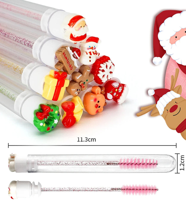 Christmas Eyelash Brush Tubes With Lash Reusable Mascara Wands Replaceable Makeup Applicators Dust-proof Lash Extension Supplies