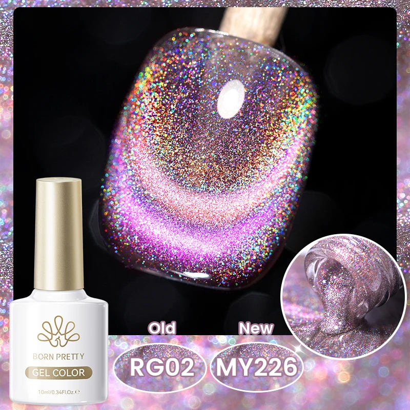 BORN PRETTY 10ml Cat Magnetic Gel Sparkling Ultra Gold Glitter Soak Off UV LED Gel Nail Art Varnish Manicure Valentine's Day