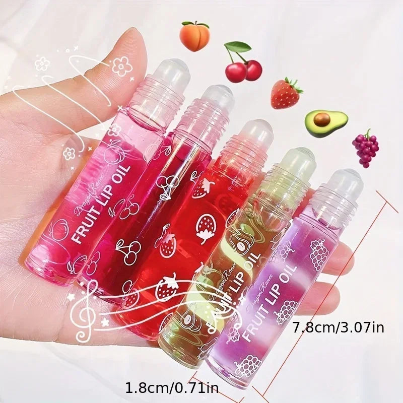 Fresh Fruit Roll-on Lip Balm Makeup Moisturizing Clear Grape Transparent Lip Oil Long Lasting Hydrating Lipstick Gloss Cosmetics