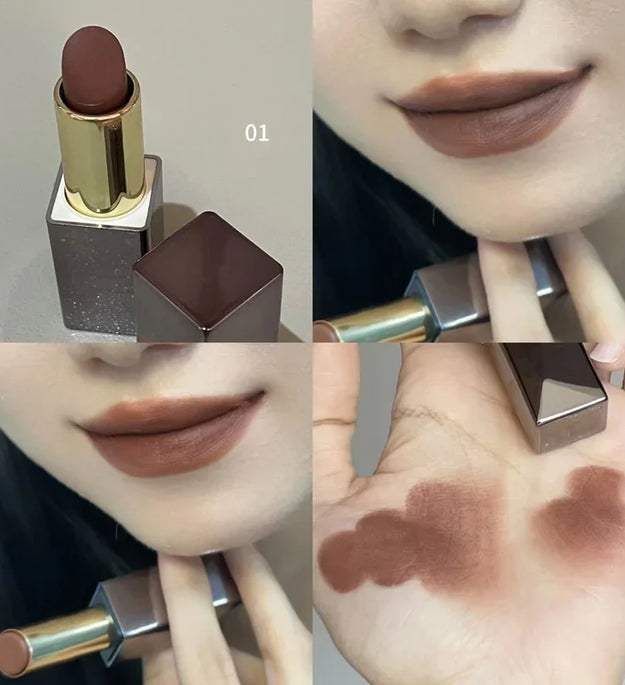 Sexy Matte Punk Dark Brown Lipstick Waterproof Lip Gloss Long Lasting Non-Stick Cup Smoked Matte Lipstick Korean Makeup Cosmetic