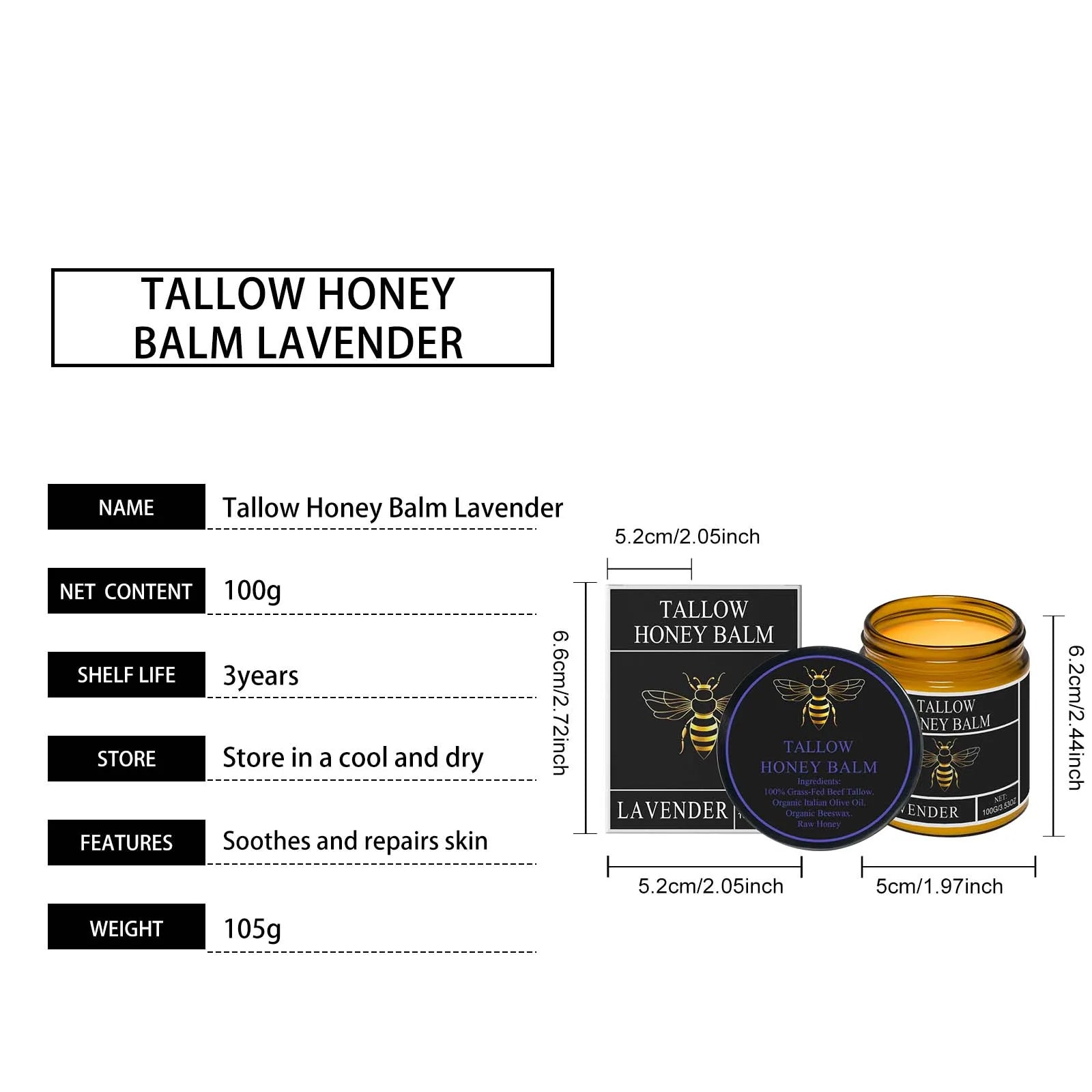 Tallow Honey Cream Glow Hydrating Skin Improve Elasticity Soft Bleaching Improve Dullness Firming Face Body Moisturizer Lotion - BlissFully