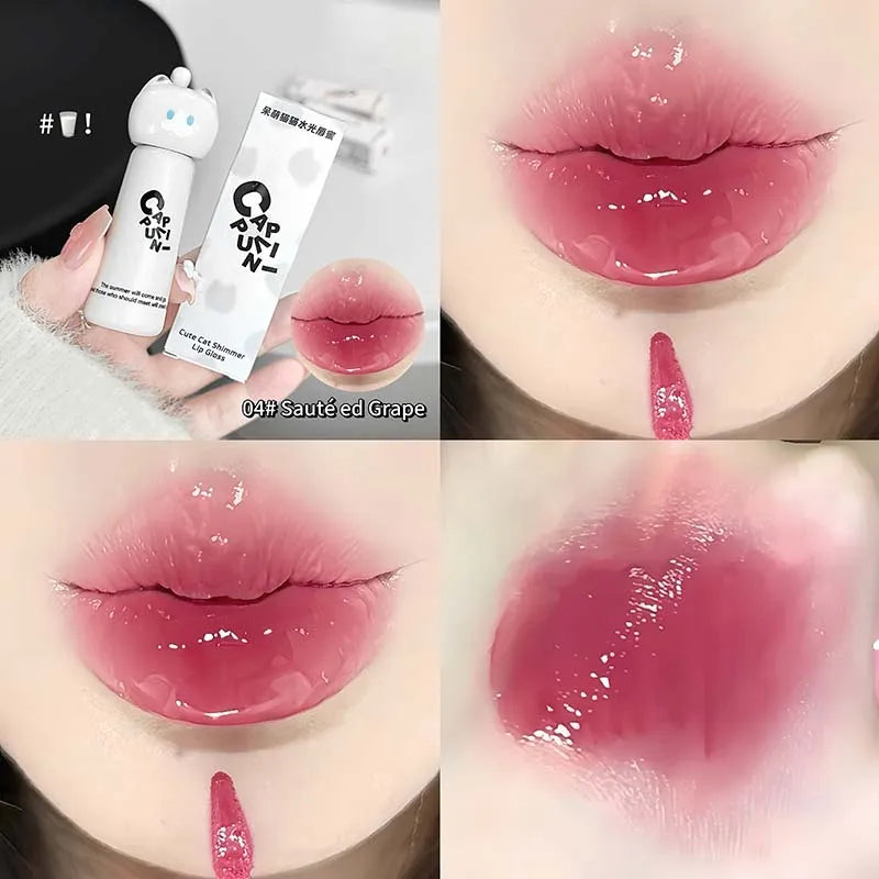 Cute Cat Lip Gloss - Moisturizing Smooth and Long-lasting Lip Glaze - 4 Shades Easy to Apply Lip Stain for Beginners