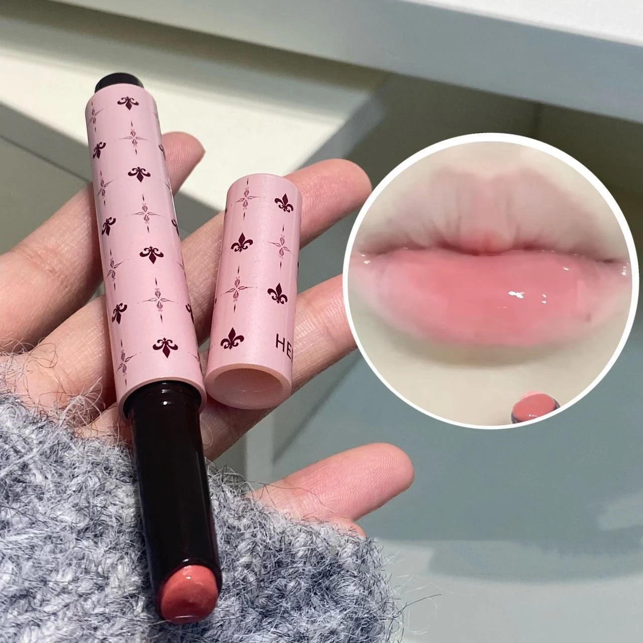 Mulberry Purple Shimmer Lip Jelly Pen Moisturizing Mirror Water Light Solid Lip Gloss Film-forming Non-Fading Gloss Lipstick