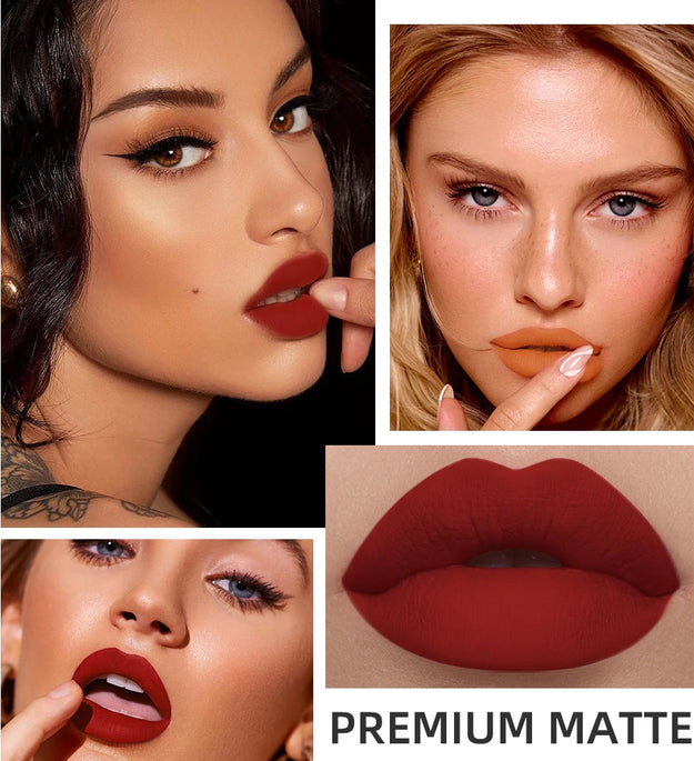 QIBEST Liquid Lipstick Waterproof Velvet Nude Matte Sexy Red Lip Gloss Long Lasting Nonstick Lip Stain Makeup 24 Colors Hots