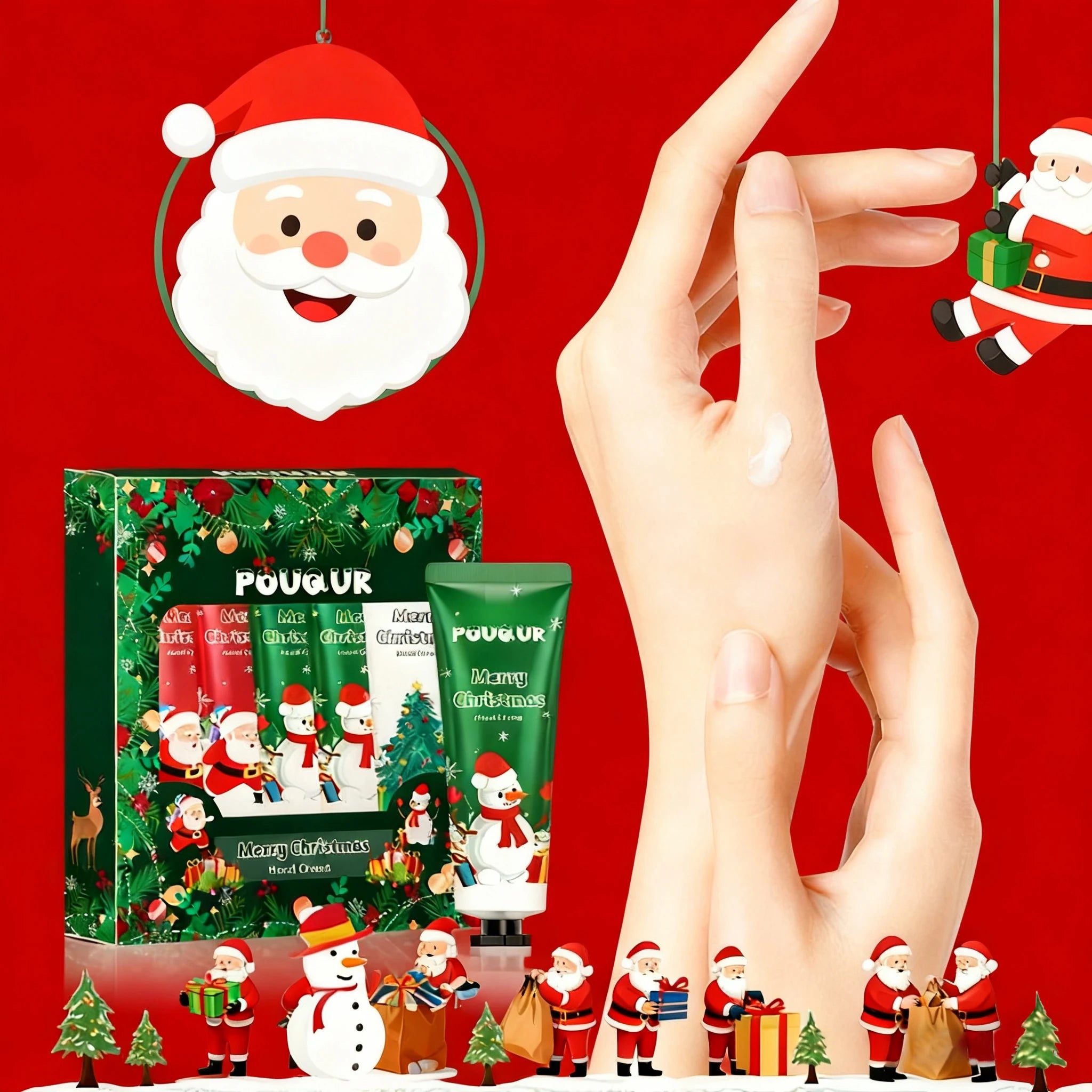 5pcs/Set  Christmas Hand Cream Sets Moisturizing Refreshing Handcream Nourishing Beauty Hands Creams Skin Care Products