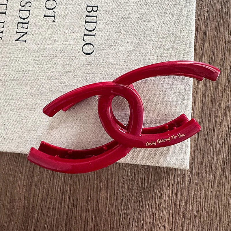 French Red Collection! Large Grip Letters Gold Label Back Head Updo Shark Clip Hair Accessories Headwear Hairpin Hair Claw