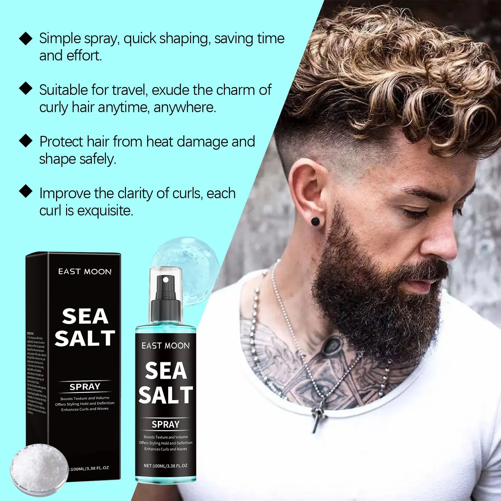 Sea Salt Hair Styling Spray Lazy Curl Defining Improving Thicken Strong Hold Non Greasy Fluffy Natural Wave Hair Nourishing Oil